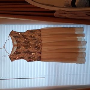 Cream Tulle Dress with Purple & Teal Sequin Knee Length Size 3xl